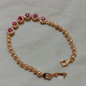 New simulated ruby cz gold filled bracelet